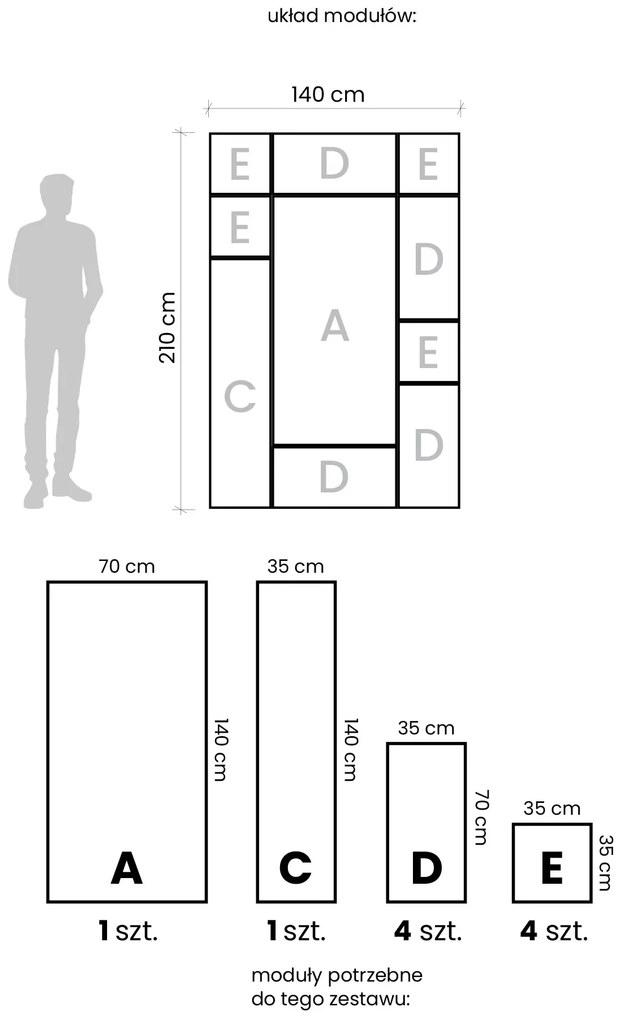 Zestaw paneli lustrzanych 140x210 cm C7-L87