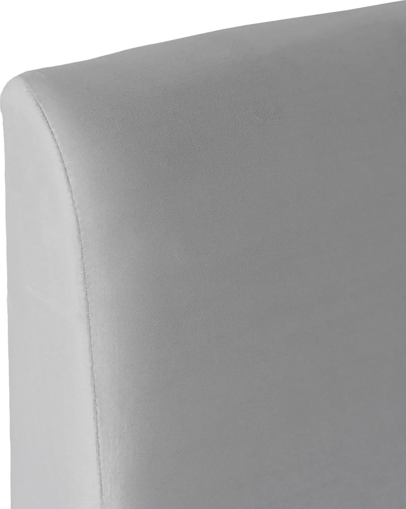 Łóżko Tapicerowane 140x200 cm MARSYLIA ze Stelażem i Pojemnikiem Dwuosobowe Welurowe Szare