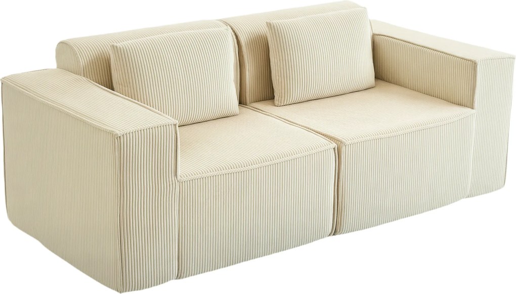 HOMCOM Sofa 3-osobowa, miękka pianka, szerokie podłokietniki, 2 poduszki, tapicerka manchester, beżowa