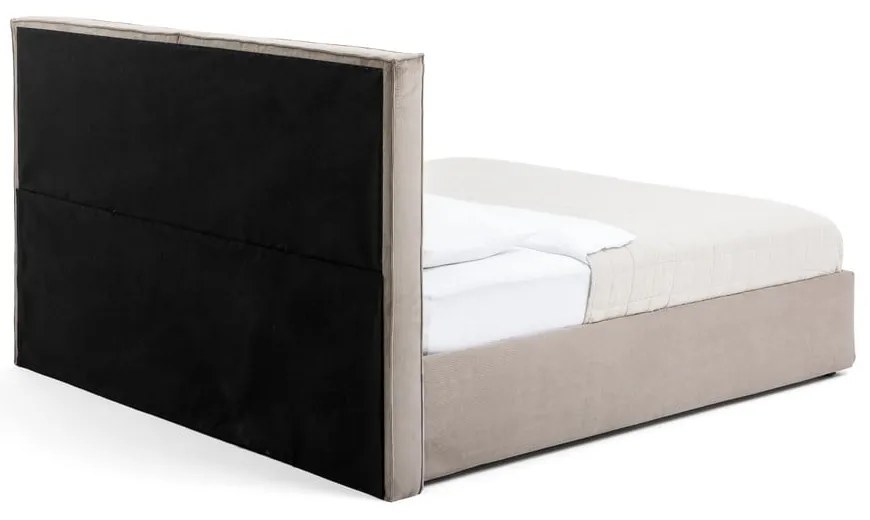Łóżko tapicerowane dwuosobowe taupe z miejscem do przechowywania z materacem/kratką 180x200 cm Thessa Bold - Bonami Selection