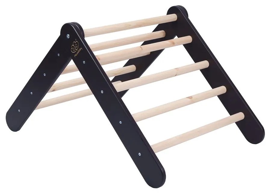 Czarna drabinka pikler z litego drewna sosnowego 60x60x60 cm Montessori – Meowbaby