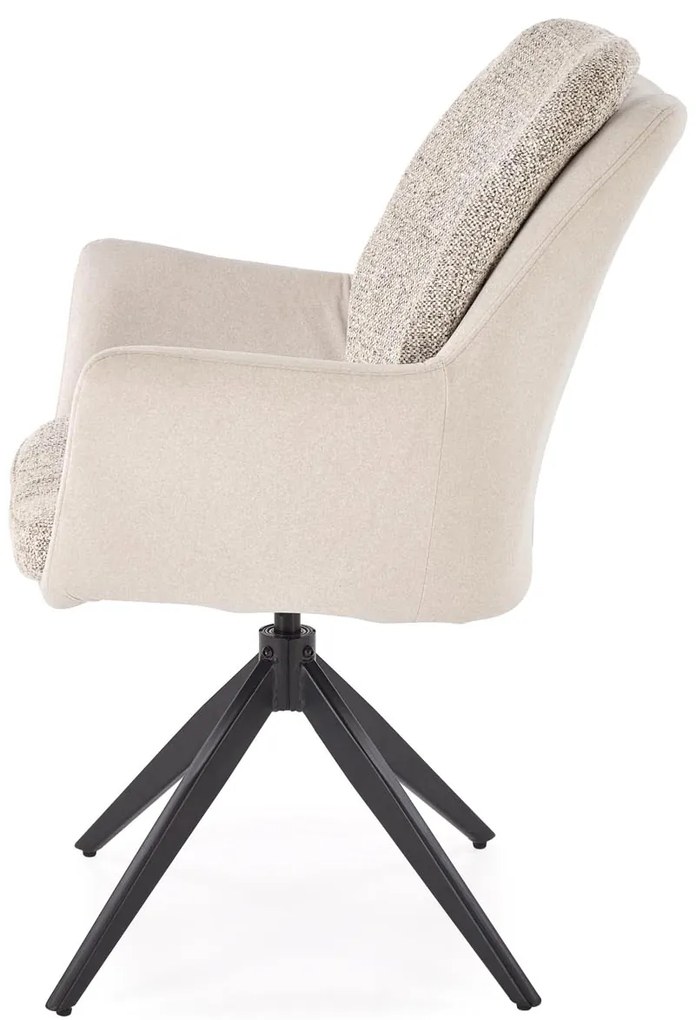 Krzesło do jadalni obrotowe z podłokietnikami popiel tkanina K591