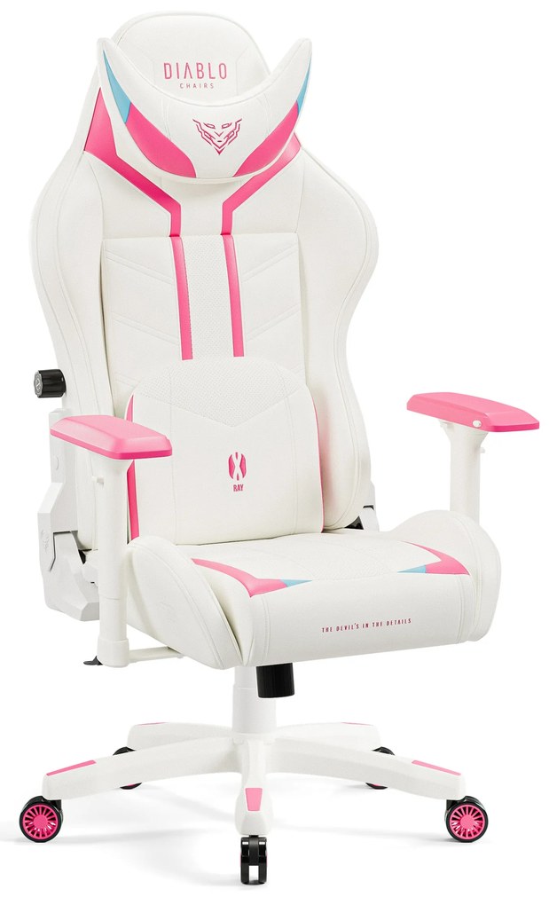 Fotel gamingowy Diablo X-Ray 2.0 Normal Size, biało-różowy
