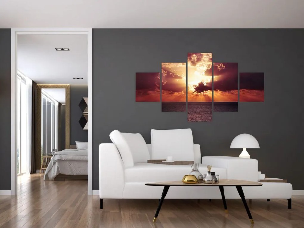 Obraz słońca za chmurami (125x70 cm)