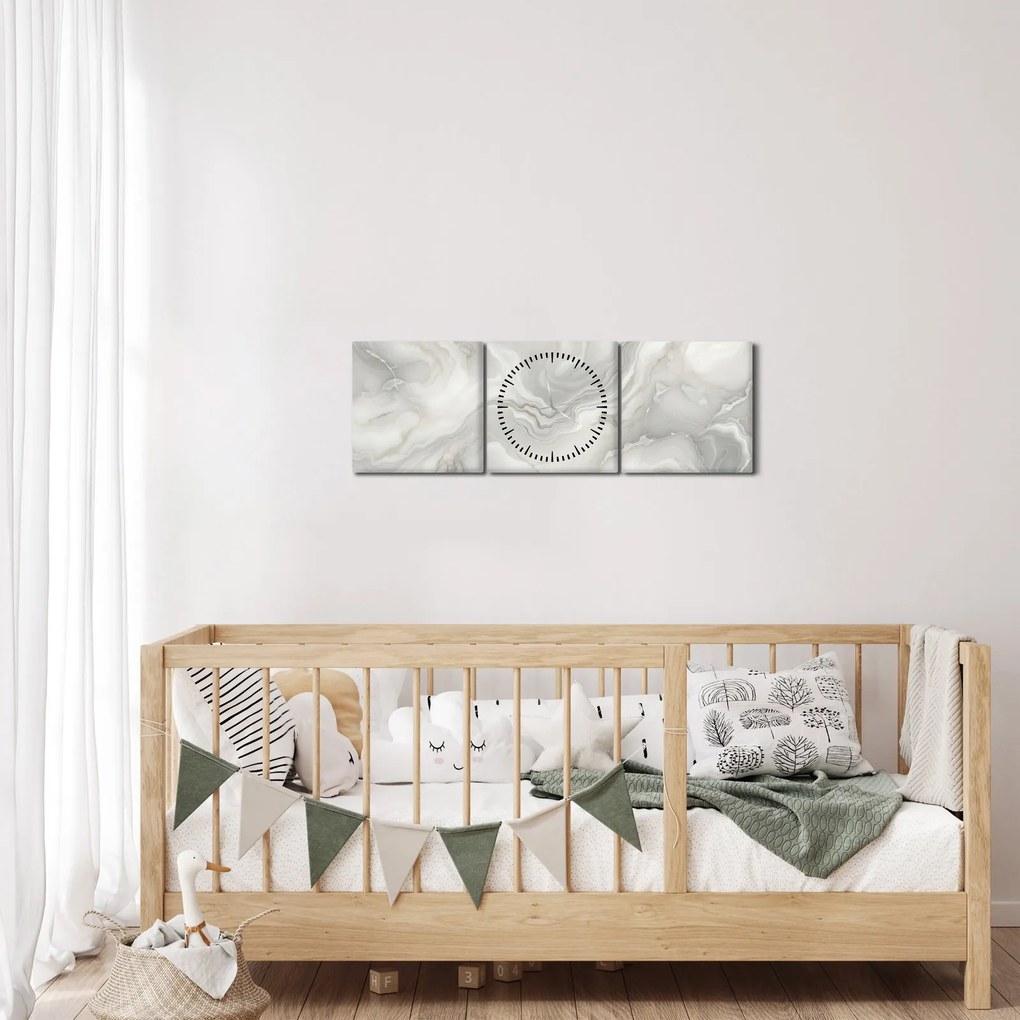 Obraz - Naturalna tekstura marmuru (z zegarem) (90x30 cm)