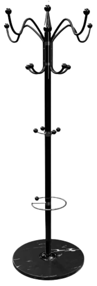 Wieszak stojący TENZY z marmurową podstawą, 37x173 cm, czarny Casaria