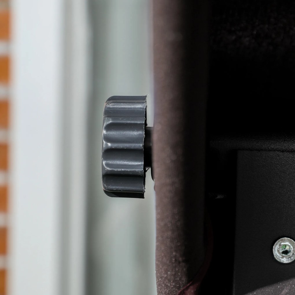 Outsunny Hollywoodzka Huśtawka Ogrodowa na 3 Osoby z Regulowanym Dachem Texteline Komfort i Styl Brązowy Czarny 198x118x168cm | Aosom PL