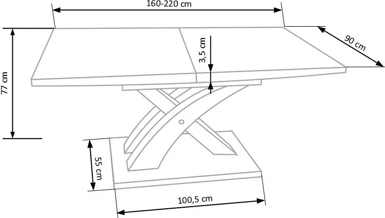 Biały rozkładany stół Sandor 2 ze szklanym blatem