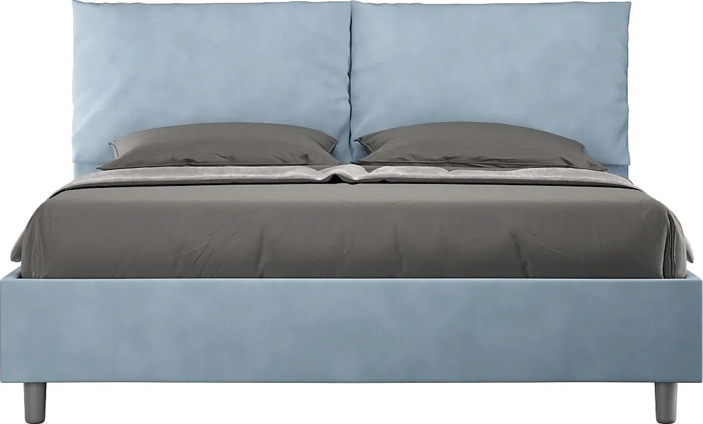 Łóżko bez stelaża tapicerowane 160x200 microfibra Błękitny Antea