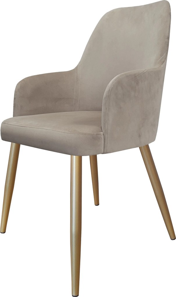 Krzesło WESTA tkanina Welur noga metalowa elegancki styl loftowy : Kolor nogi - Złota stożek, Kolor tkaniny - VELVET - MG09, Typ siedziska - Siedzisko obrotowe 360°