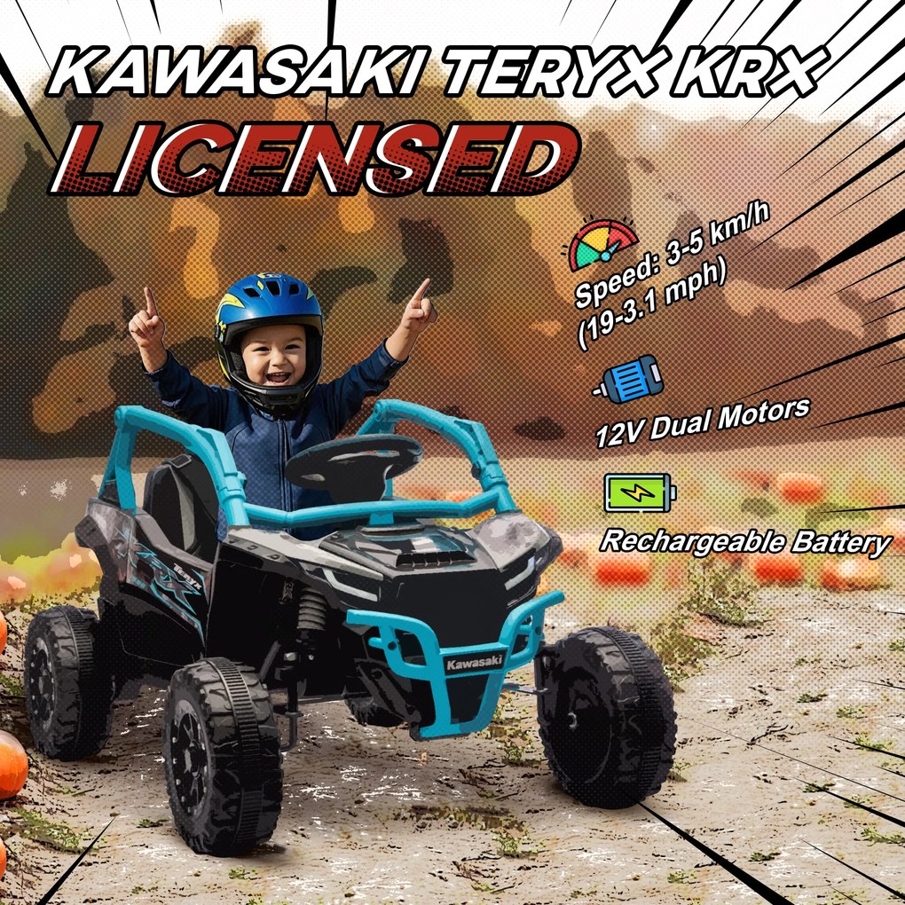 AIYAPLAY 12V Elektryczny pojazd terenowy dla dzieci, pilot, światła LED, muzyka, klakson, dla dzieci 3-8 lat, niebieski