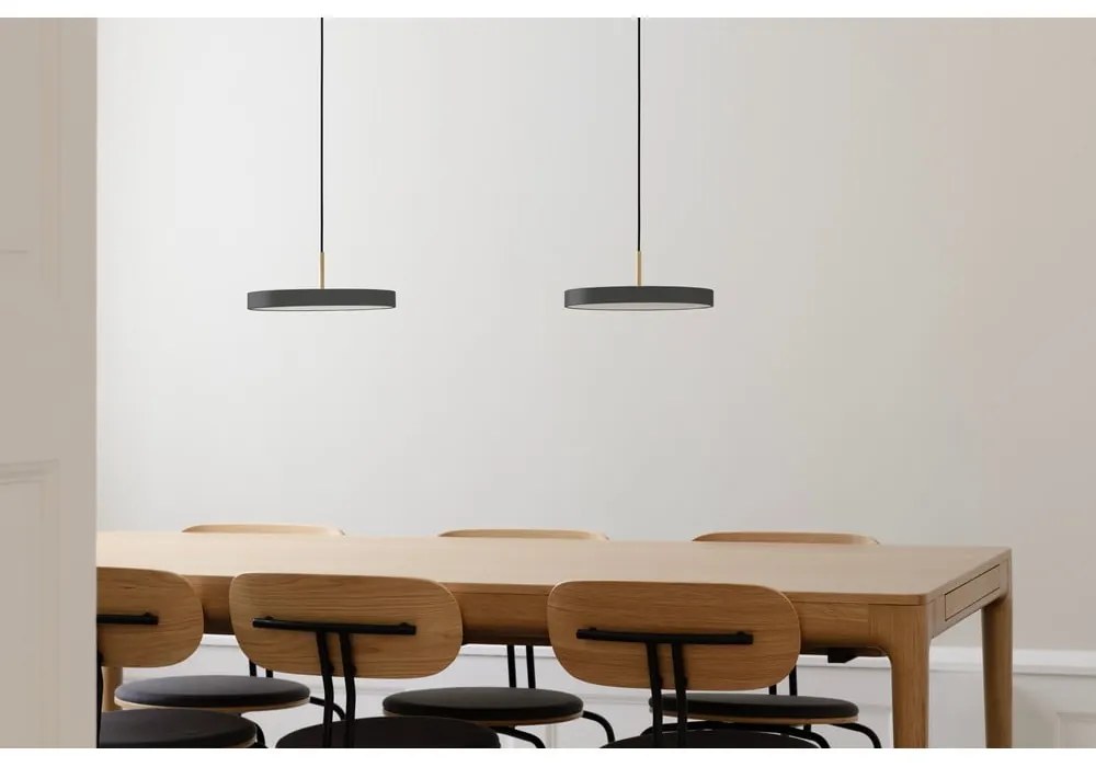Antracytowa metalowa lampa wisząca LED ze ściemniaczem i metalowym kloszem ø 31 cm Asteria Plus – UMAGE