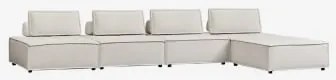 4-częściowa Modułowa Sofa I Pufa W Tkaninie Vermont Szenila Kremowy Beż - Sklum