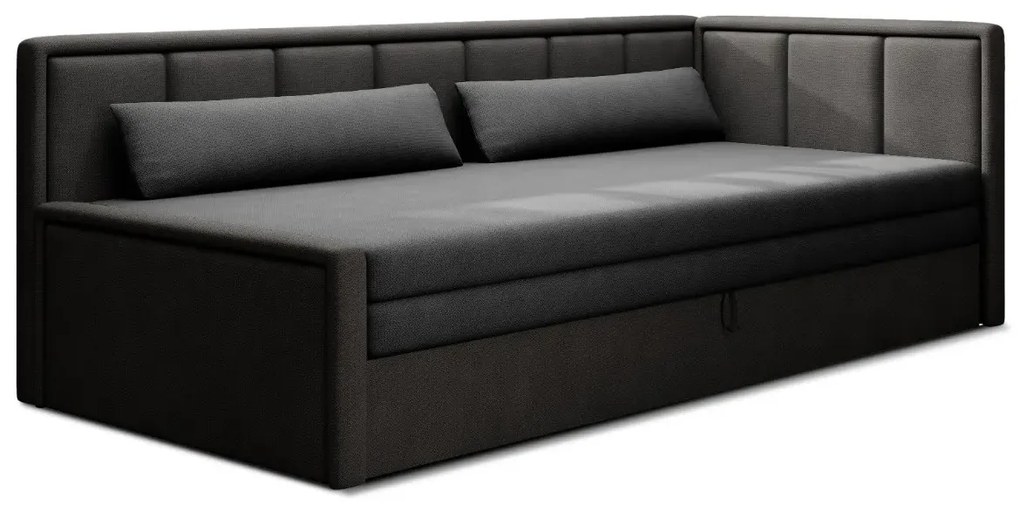 Sofa rozkładana z funkcją spania FULGEO czarna/szara prawa ELTAP