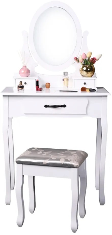 Ozdobny stolik ze stołkiem LINET NEW, biały