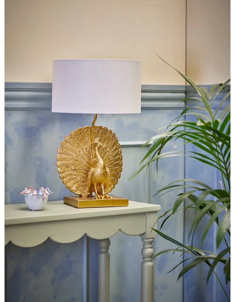 Lampa stołowa w kolorze złota z tekstylnym kloszem (wysokość 58,5 cm) Peacock – Bloomingville