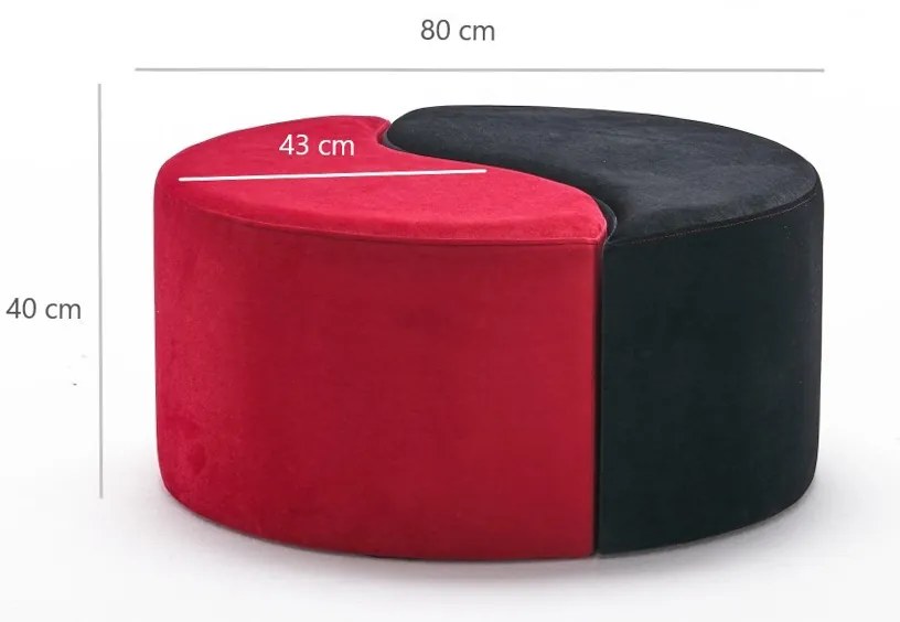 Taboret  Alis Puf Red and Black
