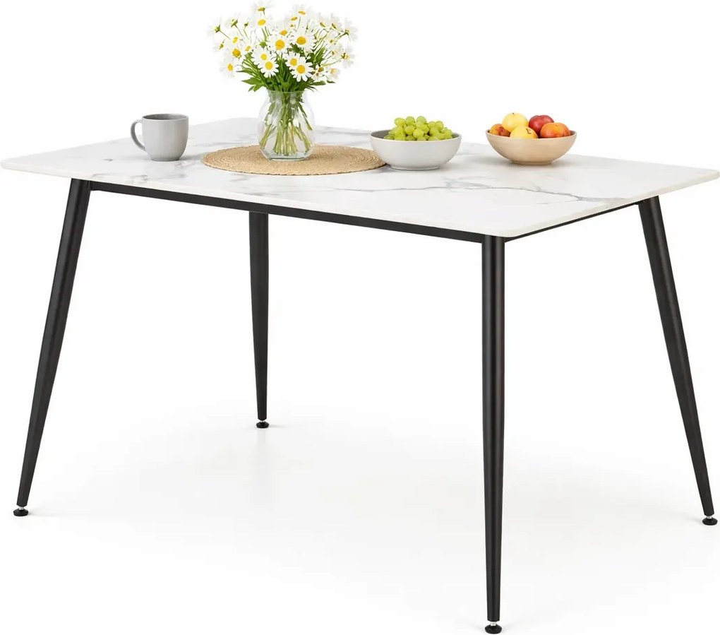 Stół biały z blatem marmur 120x70 B1-E66