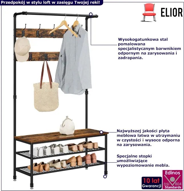 Na buty szafka na ubrania z wieszakiem w stylu loft W6-P81