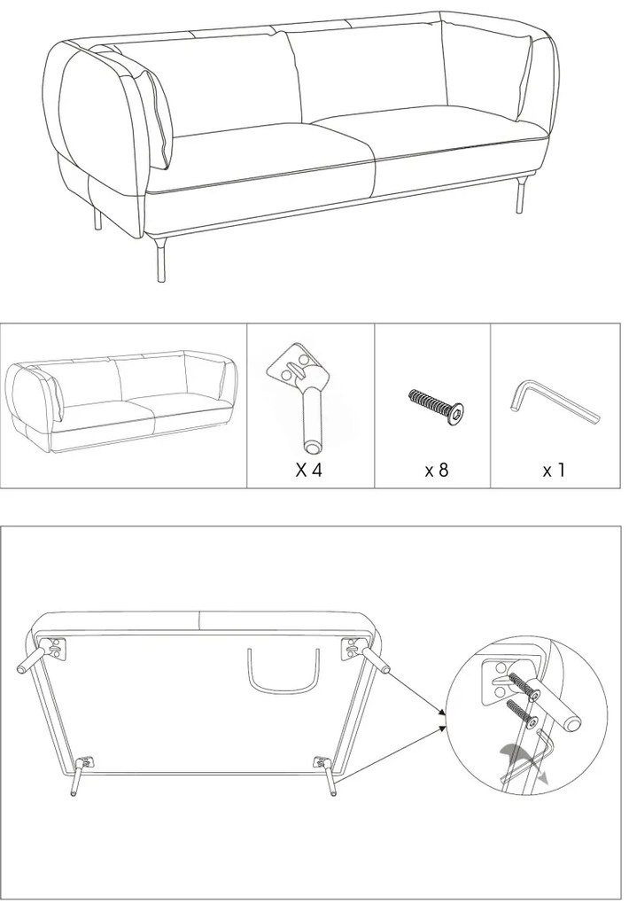 Sofa dwuosobowa ISEE, z podłokietnikami