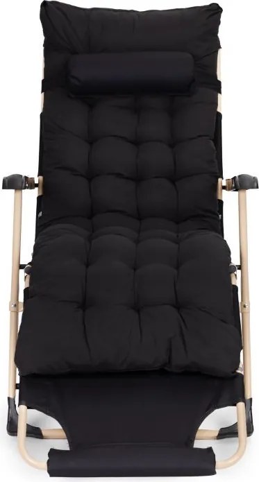 Leżak ogrodowy, składany, z poduszką Malta 010, czarny/złoty