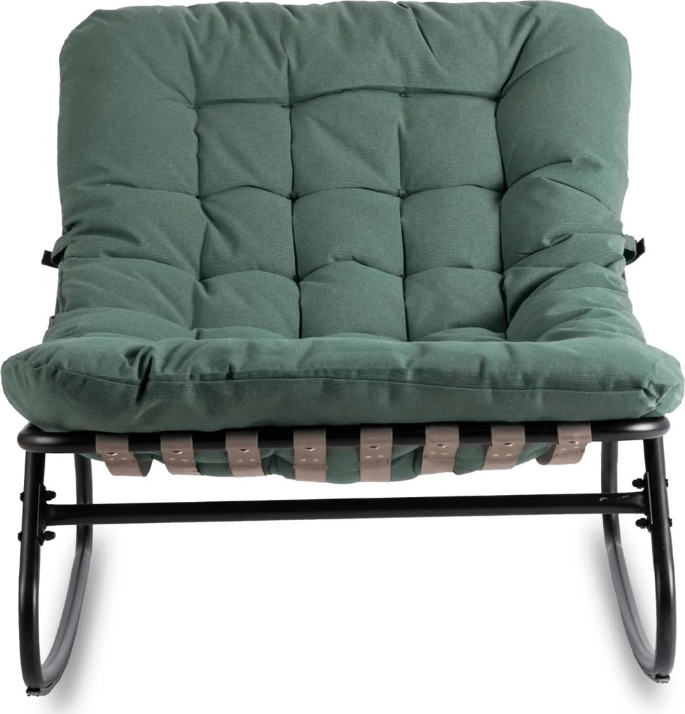 Bujany fotel na taras Aurora - bujak ogrodowy z pikowaną poduchą, zielony