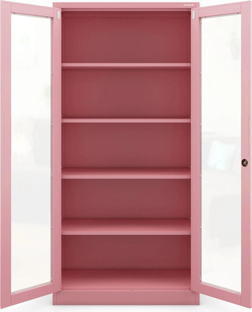 Przeszklona szafa medyczna Amelia Fresh Style 90x40x185 cm pudrowy róż