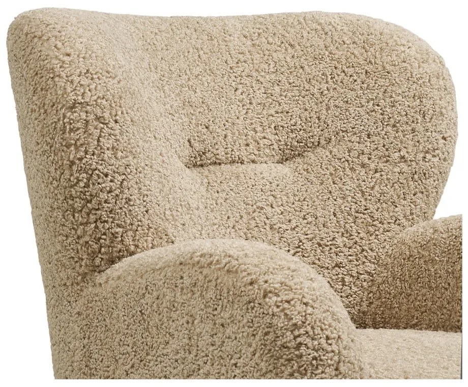 Jasnobrązowy fotel z materiału bouclé Lunaro – House Nordic