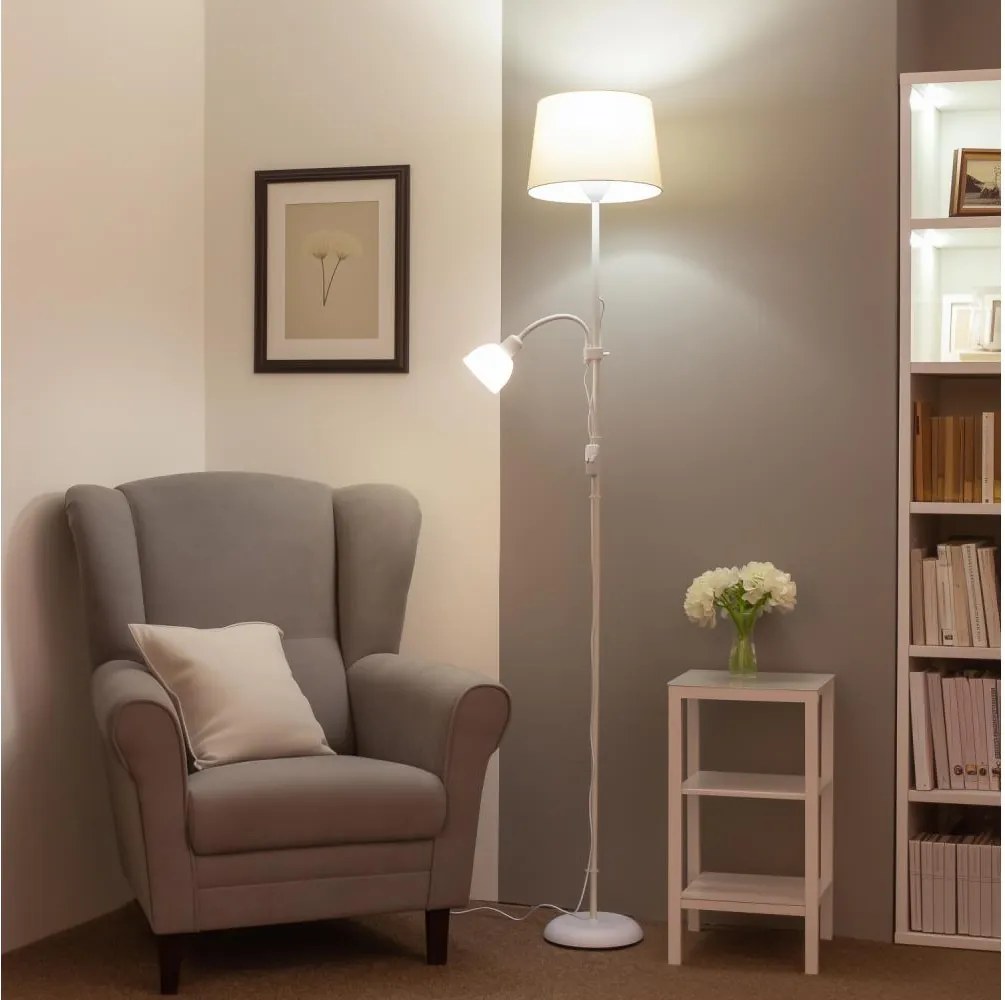 Brilagi - Lampa podłogowa CERIA 1xE27/100W/230V + 1xE14/25W biała/beżowa