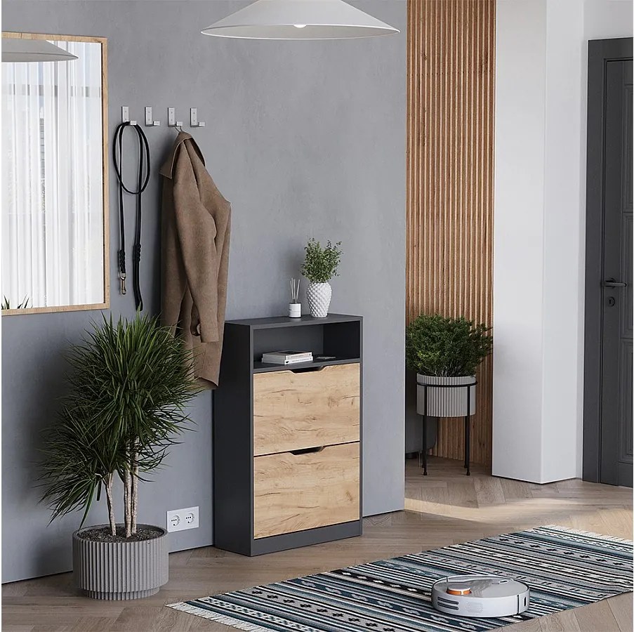 Wywrotka do butów antracyt/złoty dąb 59x22x89.5 luca