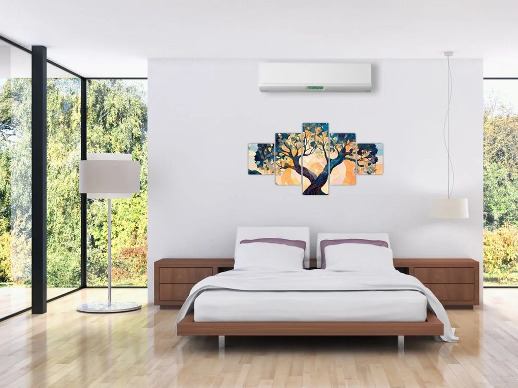 Obraz – Mozaika – słońce i drzewo II. (125x70 cm)