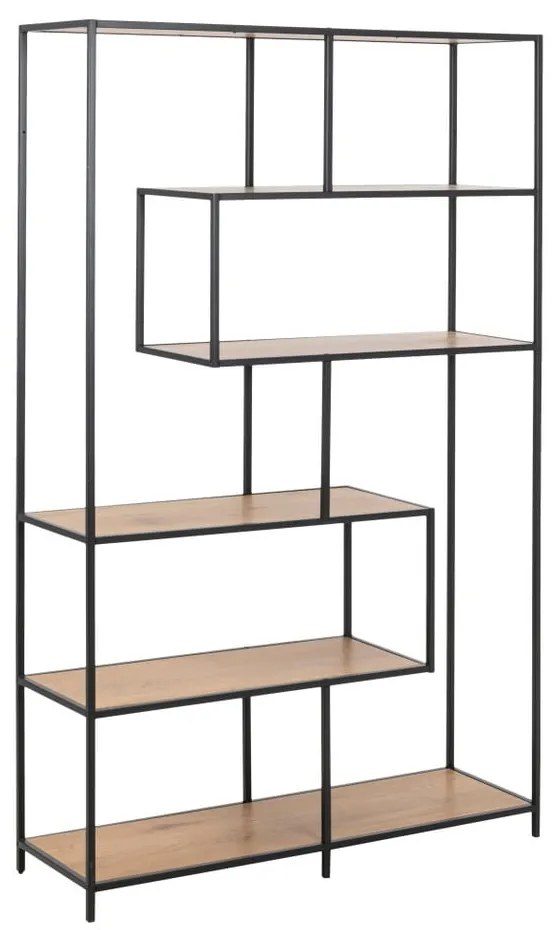 Czarno-naturalny regał w dekorze dębu 114x185 cm Seaford – Actona