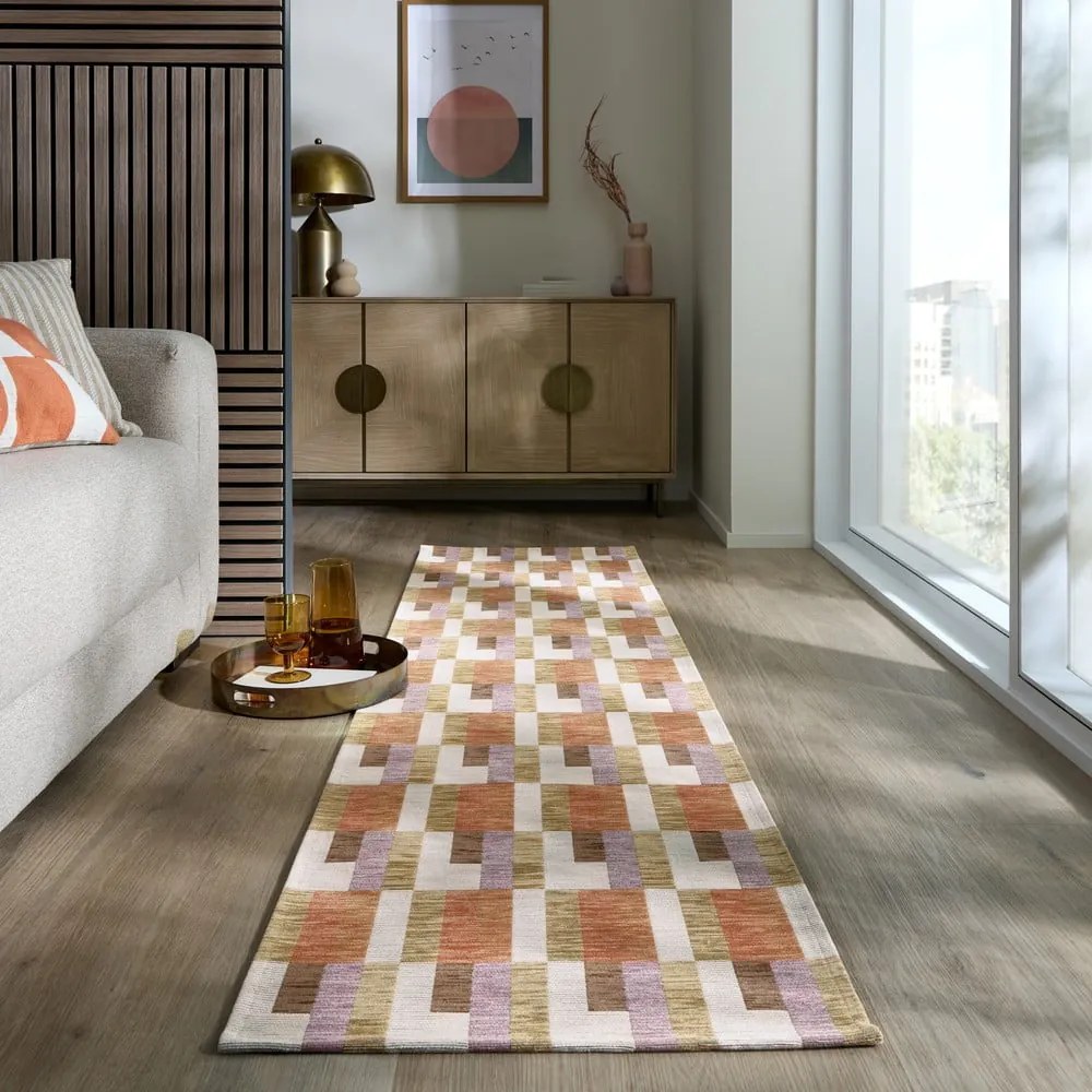 Pomarańczowo-naturalny chodnik 60x230 cm Riley Block Geo – Flair Rugs