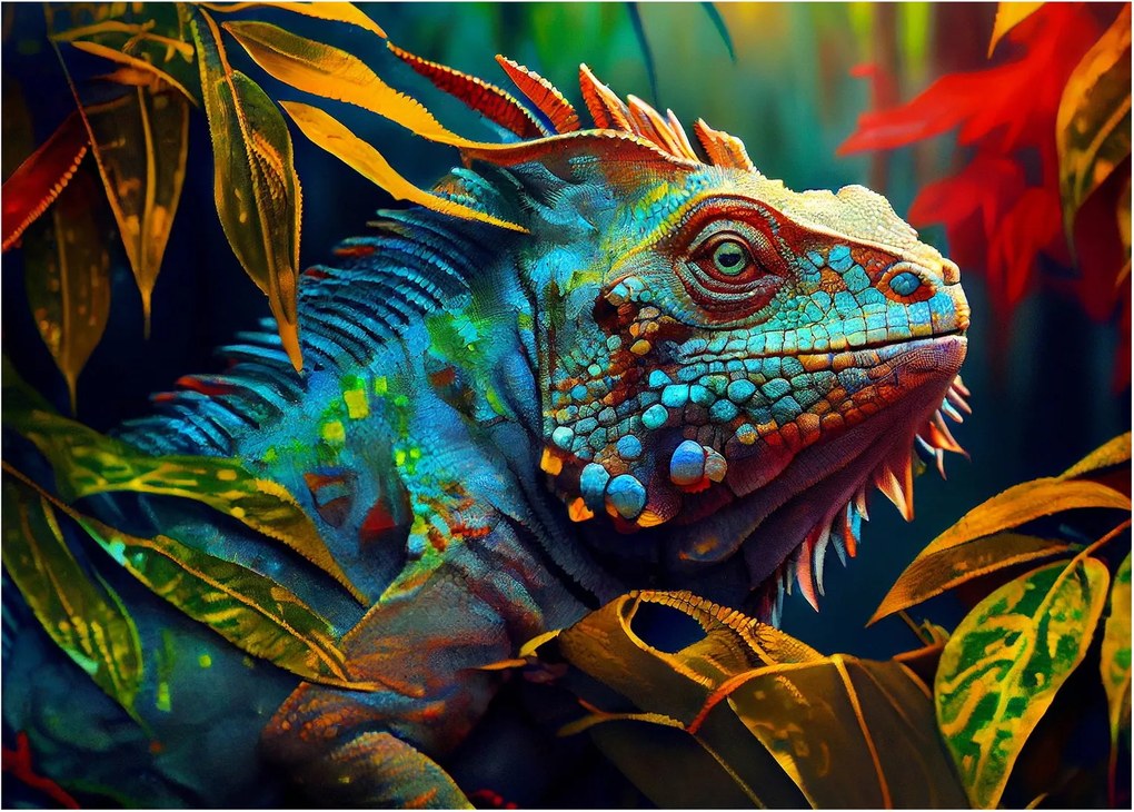 Obraz - Kolorowa iguana (70x50 cm)