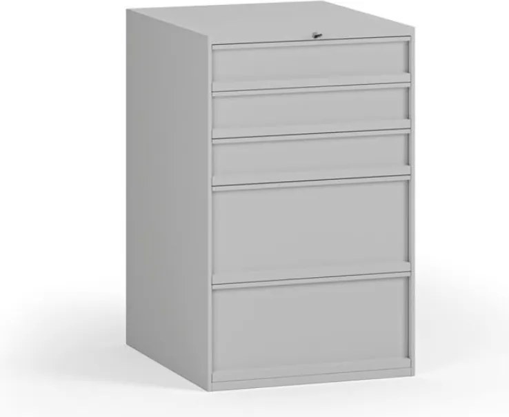 Szufladowa skrzynka narzędziowa do stołu warsztatowego, 5 szuflad, 510 x 592 x 810 mm, szary