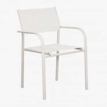 Zestaw 2 Sztaplowanych Krzeseł Ogrodowych Z Podłokietnikami Z Aluminium Olenia Gardenia Biel - Sklum