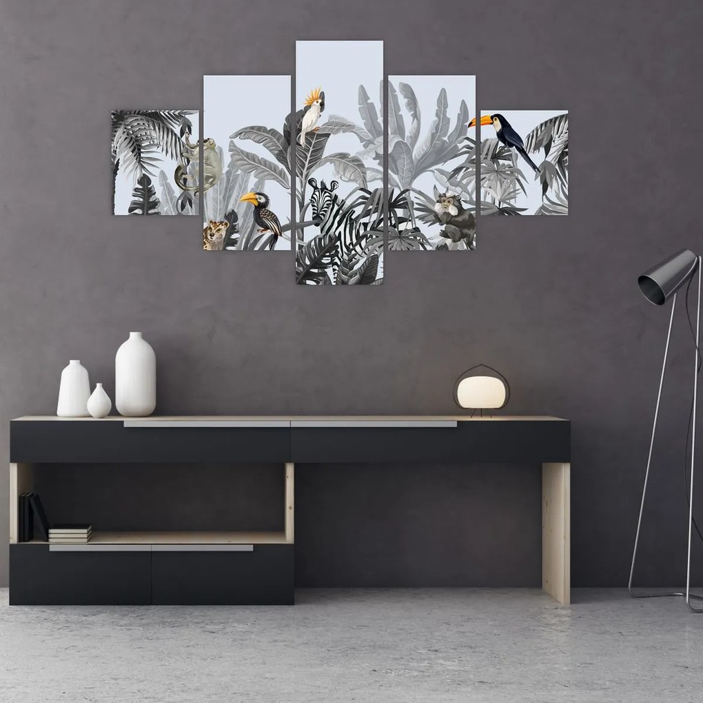 Obraz - Ilustrowana dżungla (125x70 cm)