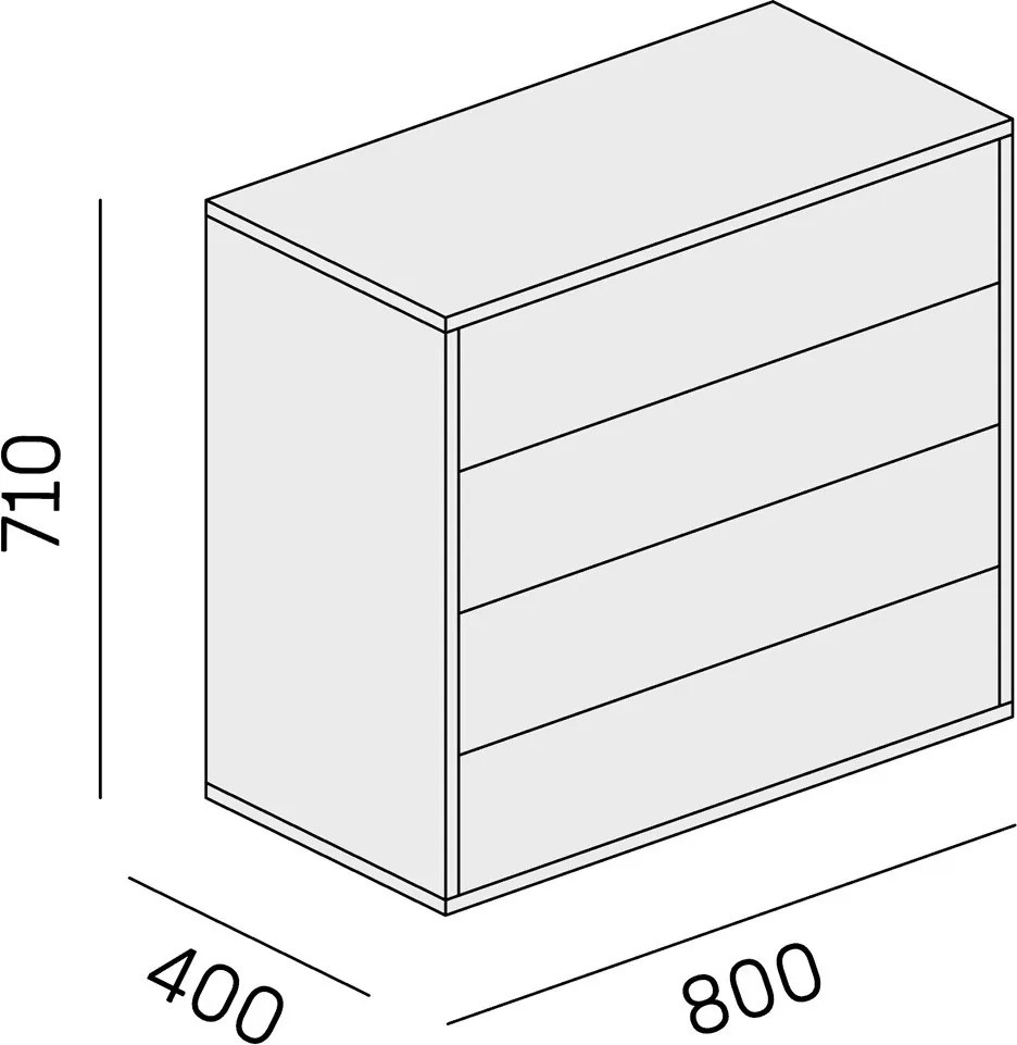 Biurowa komoda z szufladami BLOCK, 800 × 400 × 710 mm, 4 szuflady, biały