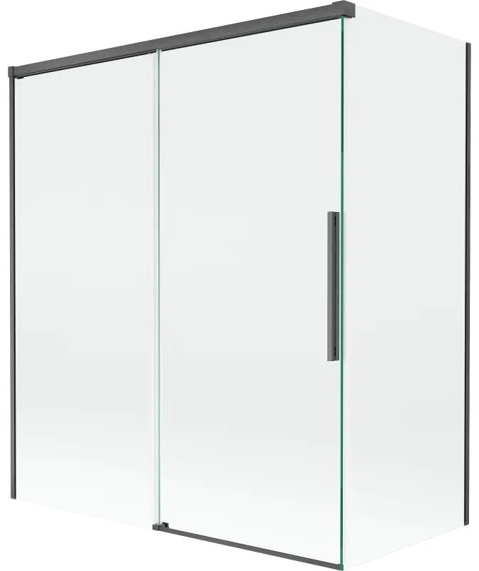 Mexen Rox parawan nawannowy 2-skrzydłowy rozsuwany 140 + 70 x 150 cm, transparent, gun gray szczotkowany - 8C9-140-070-66-00