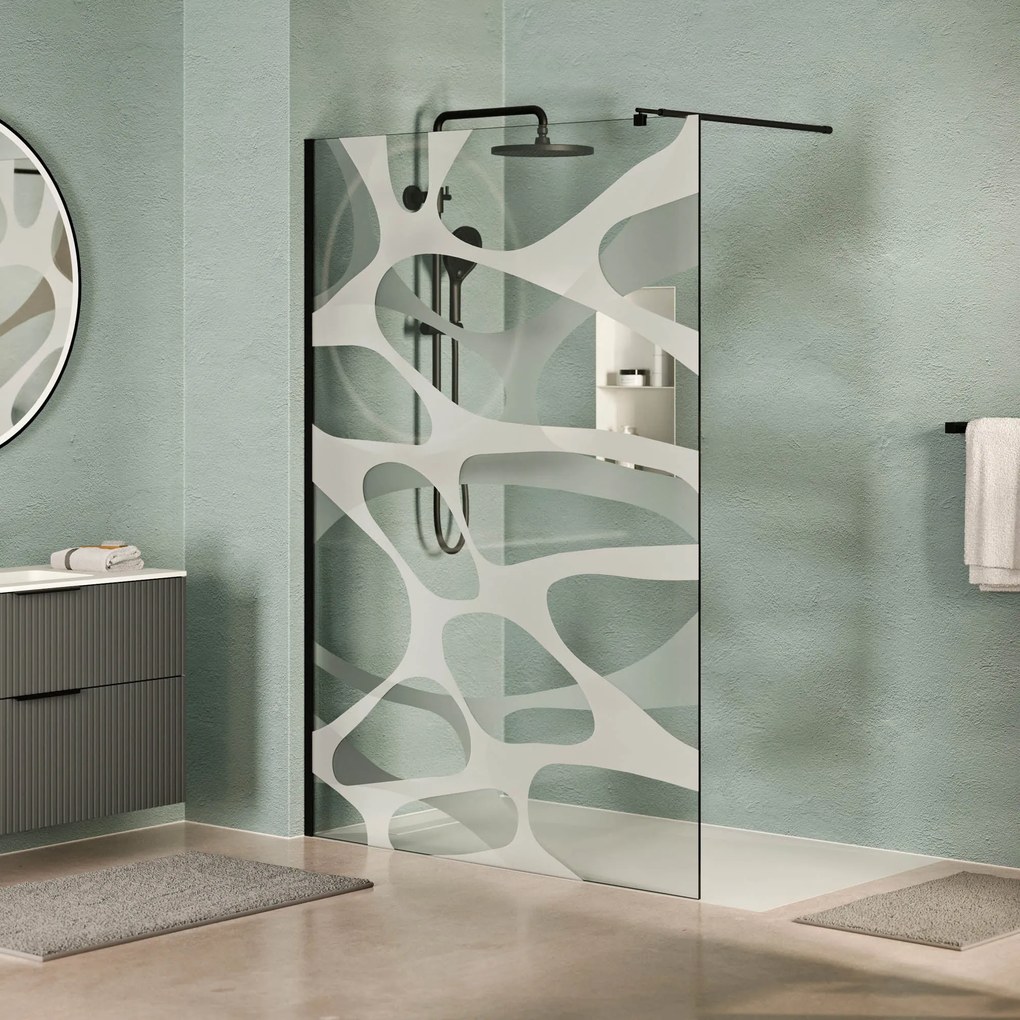 Walk-In Dusche EIRA - Klarglas Wave-Muster 10 mm