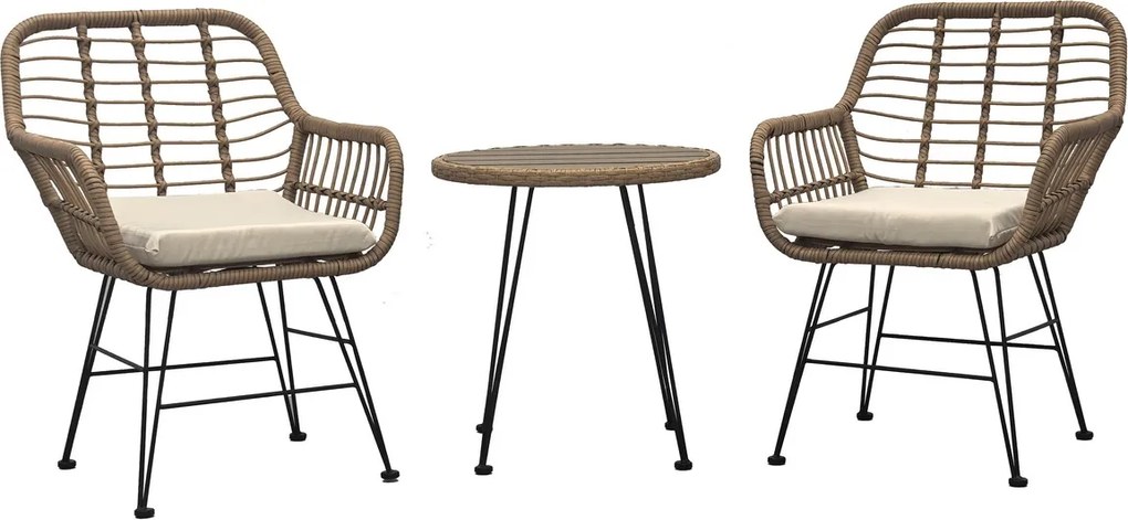 Zestaw ogrodowy Autronic 1+2, metal, poliratan, naturalny, AZ-F1208 NAT