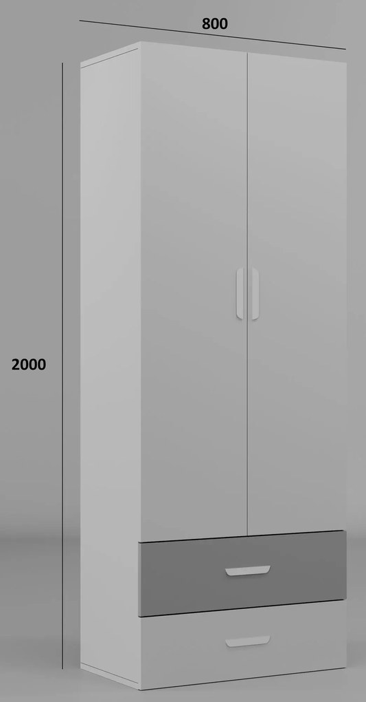 Dwudrzwiowa szafa z 2 szufladami dla dzieci kaszmir + zielony G9-L92