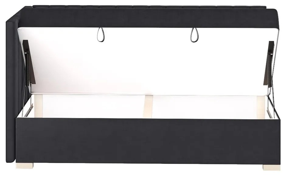 Ciemnoniebieskie narożne łóżko dziecięce ze schowkiem i materacem 90x200 cm Snugi – Ghado