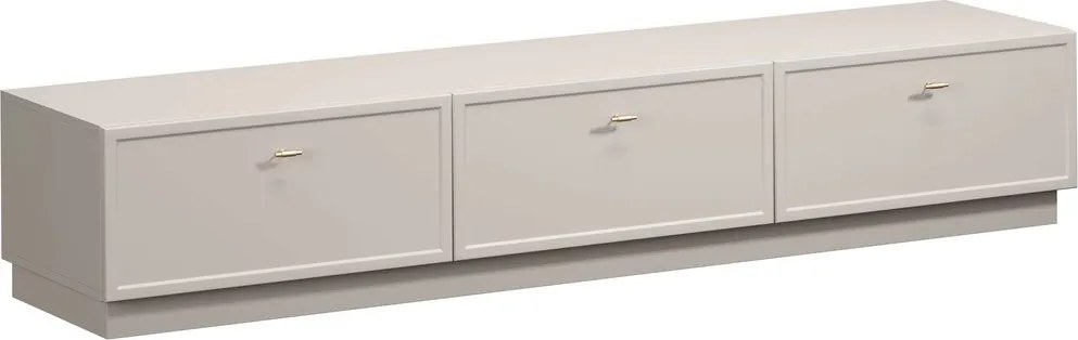 Szafka RTV Lorini 200 cm z szufladami - kaszmir / złote uchwyty T-bar