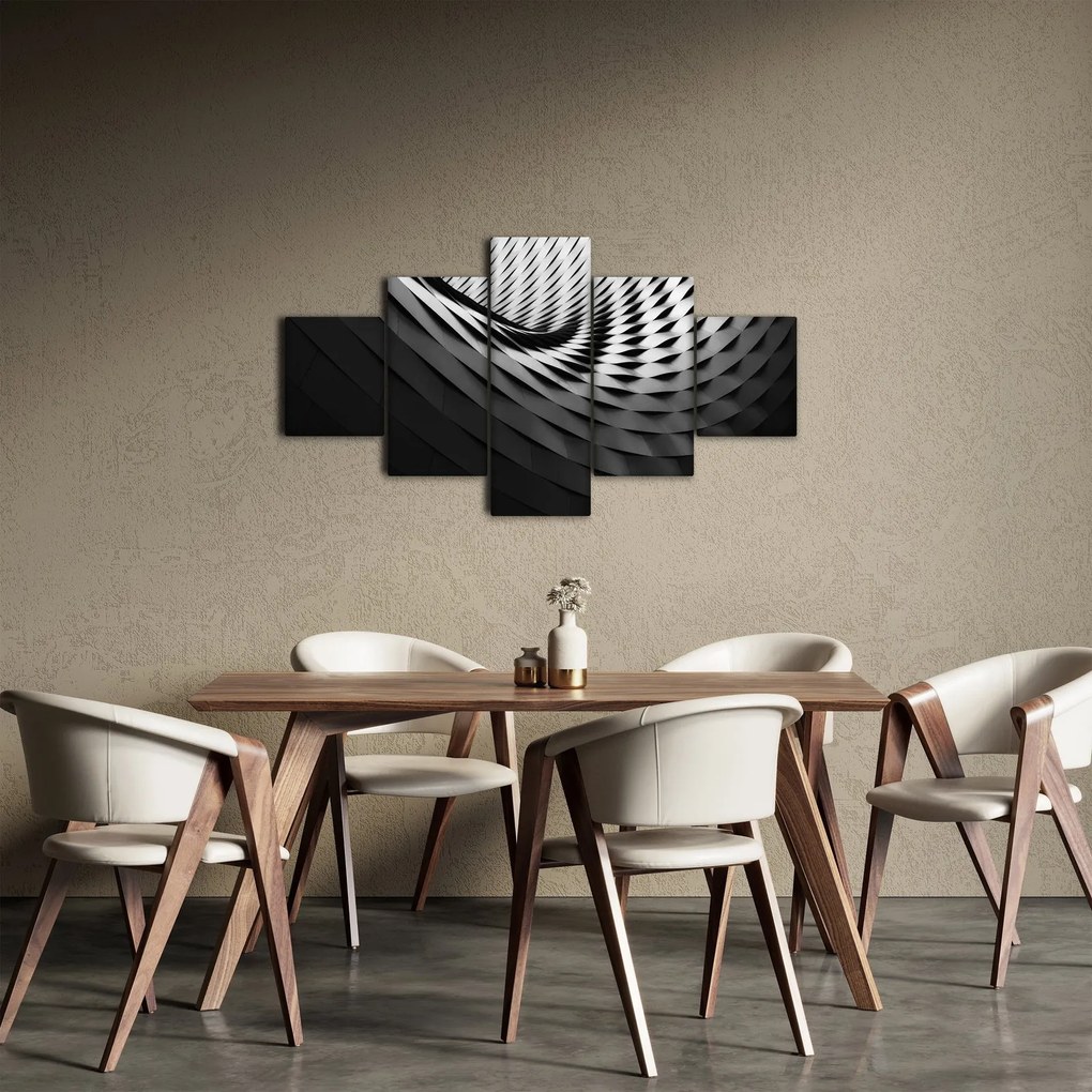 Abstrakcyjny obraz - czarno - biała spirala (125x70 cm)