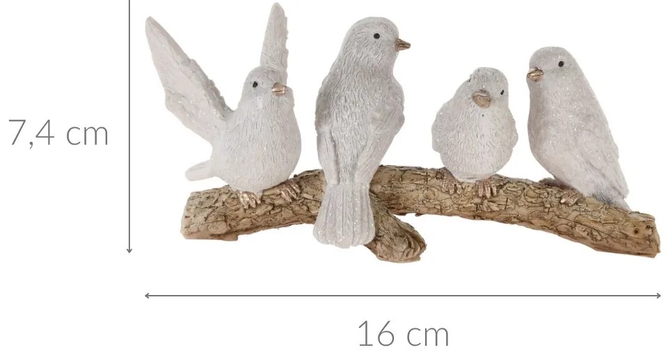 Figurka ozdobne ptaki na gałęzi, 16 cm