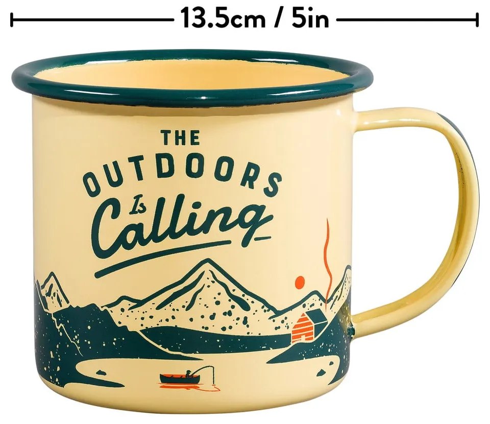 Beżowy emaliowany kubek 0.325 l Outdoors is Calling – Gentlemen's Hardware