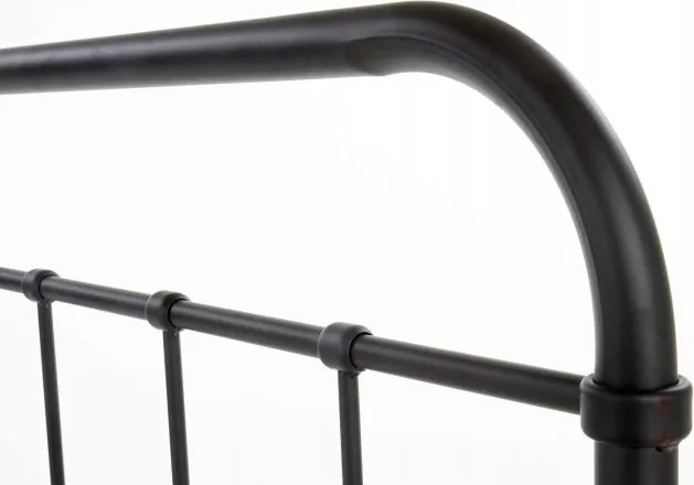 Łóżko Metalowe 90x200 cm ze Stelażem Jednoosobowe PABLO Metalowe Czarne