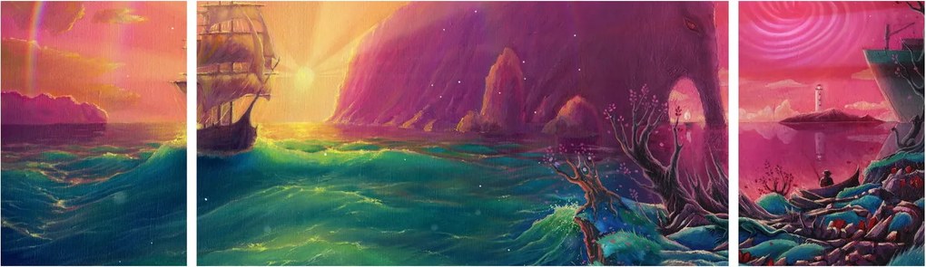 Obraz - Obraz olejny, Podróż do fantastycznego królestwa (170x50 cm)