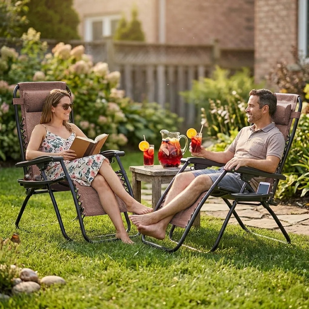 4Home Ogrodowe krzesło leżakowe Relax, brązowy